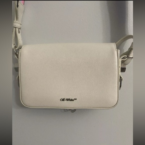 Off-White Saffiano Striped Mini Diag Binder Clip Bag - Picture 4 of 6